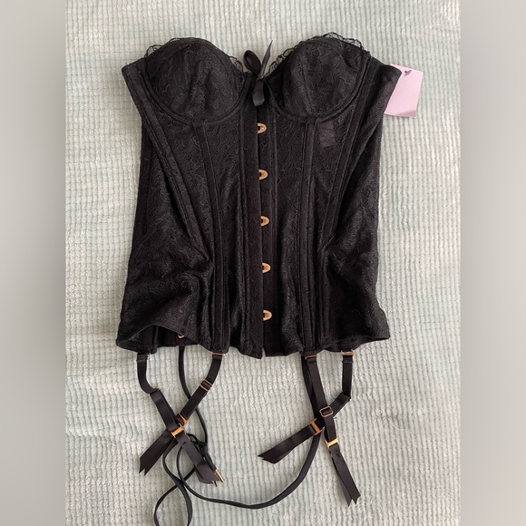 Savage x Fenty Black Lace Strapless Corset Bustier Lingerie Top Size Small NEW - Picture 2 of 6